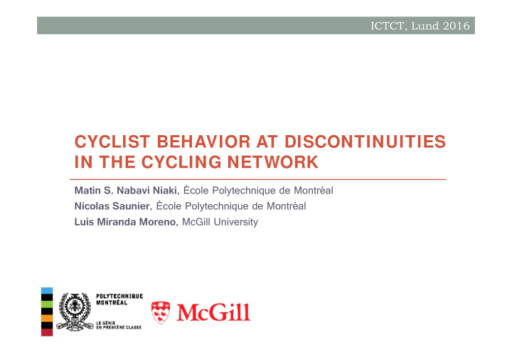 cyclist behavior at discontinuities in the cycling network