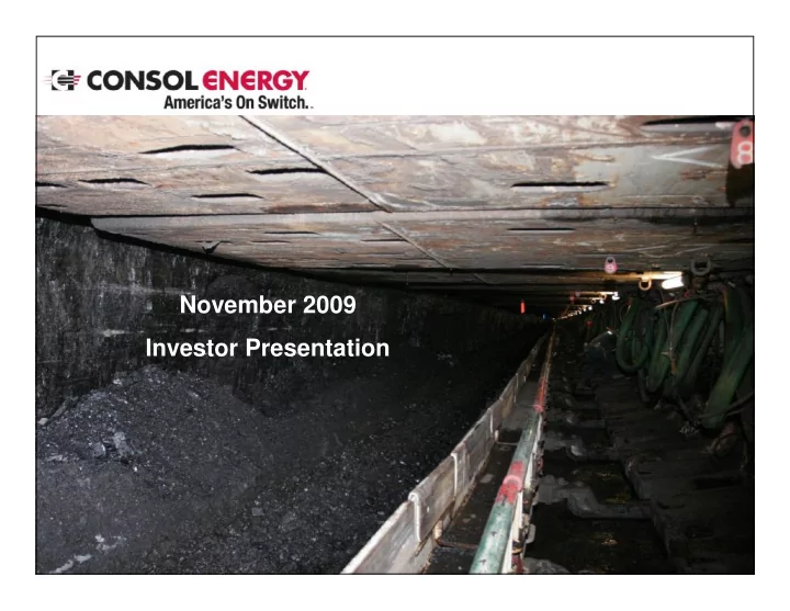 november 2009 investor presentation cautionary language
