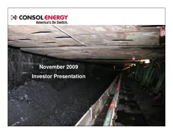 November 2009  Investor Presentation  Cautionary Language  This  presentation  contains