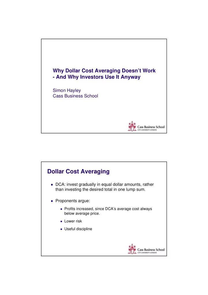 dollar cost averaging