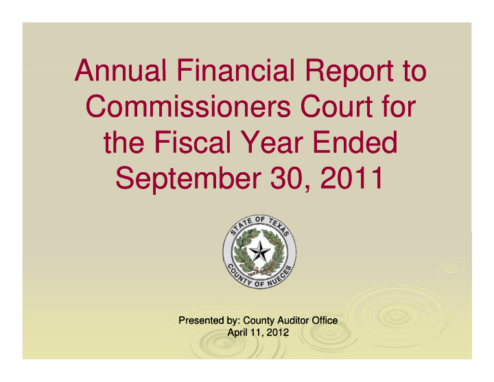 annual financial report to annual financial report to