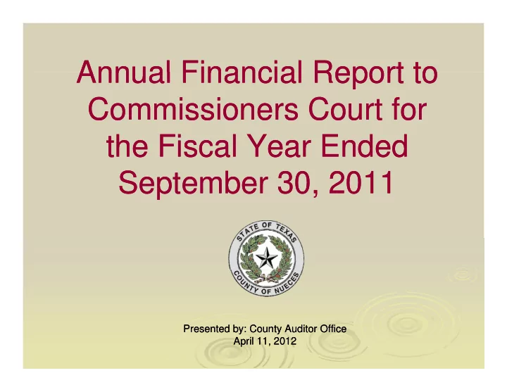 annual financial report to annual financial report to