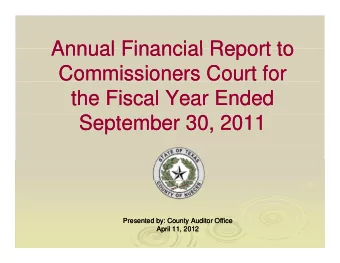 Annual Financial Report to  Annual Financial Report to  Annual Financial Report to  Annual