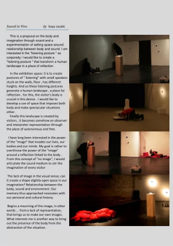 Sound in Vivo                   by kaya sasaki  This is a proposal on the body and  imagination
