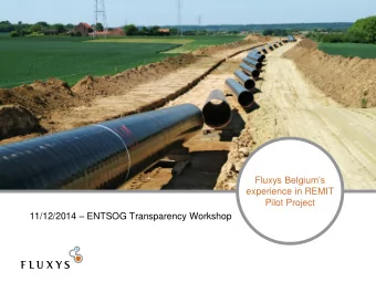 Fluxys Belgiums  experience in REMIT  Pilot Project 11/12/2014  ENTSOG Transparency Workshop