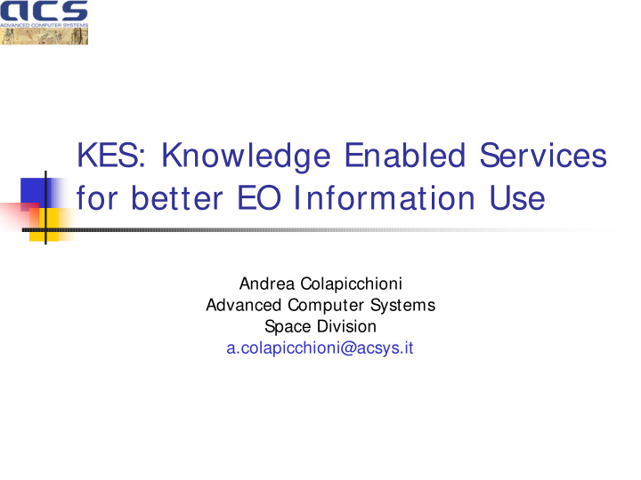 kes knowledge enabled services for better eo information
