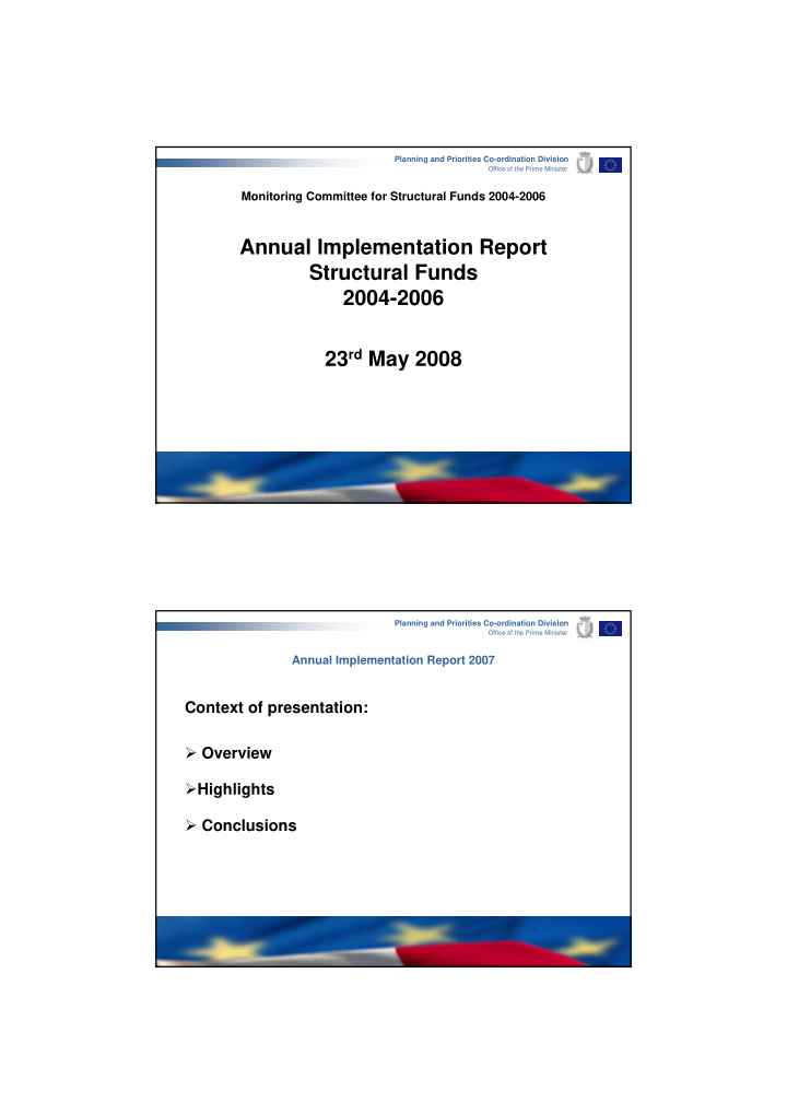 annual implementation report structural funds 2004 2006