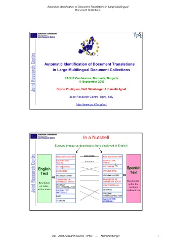 In a Nutshell  Eurovoc thesaurus descriptors, here displayed in English  6621020304  52160104