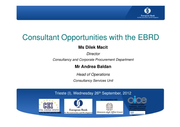 consultant opportunities with the ebrd