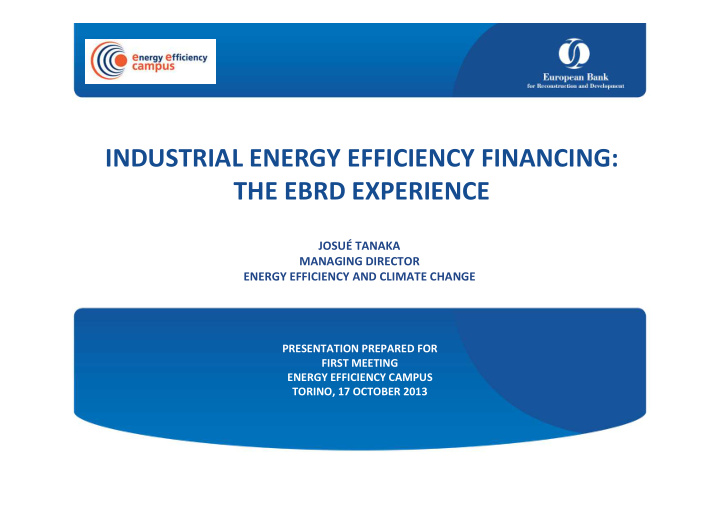 industrial energy efficiency financing the ebrd experience