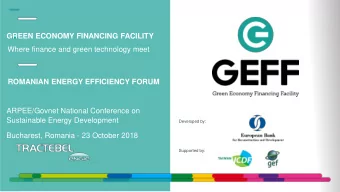 Bucharest, Romania - 23 October 2018  Supported by:  The EBRD Green Economy Financing Facility