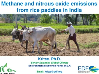 Methane and nitrous oxide emissions  from rice paddies in India  Kritee. Ph.D.  Senior Scientist,
