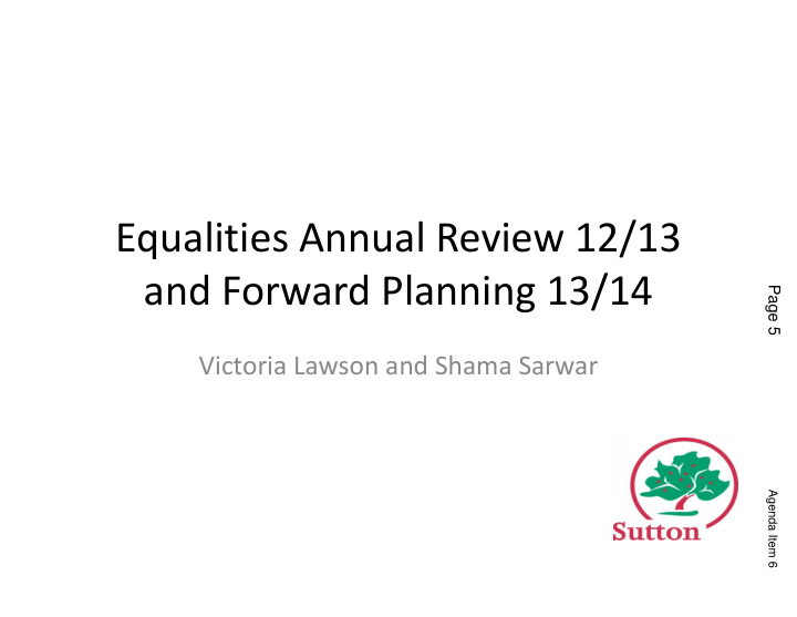 equalities annual review 12 13 and forward planning 13 14