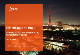 EDF TRAINING TO MNER  CHARACTERISE AND MAINTAIN THE  MEASUREMENT CHAIN  JULY 2017  EDF Thermal
