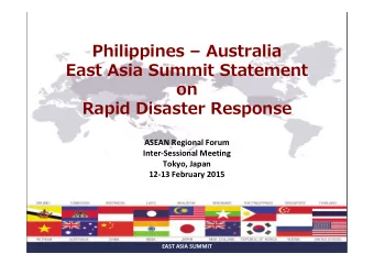 Philippines  Australia  East Asia Summit Statement  on  Rapid Disaster Response  ASEAN Regional