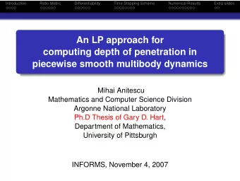 An LP approach for  computing depth of penetration in  piecewise smooth multibody dynamics  Mihai
