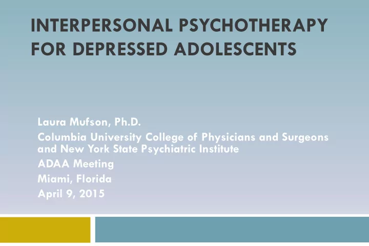 interpersonal psychotherapy