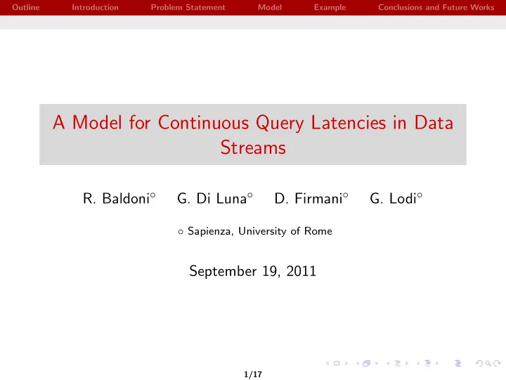 a model for continuous query latencies in data streams
