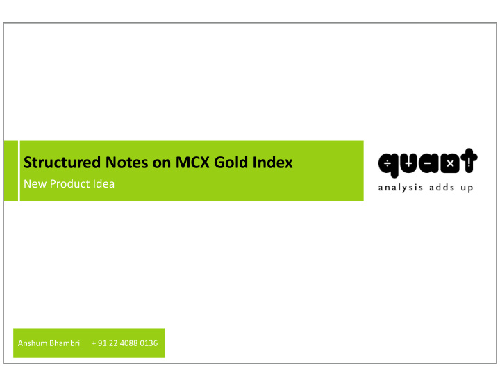 structured notes on mcx gold index
