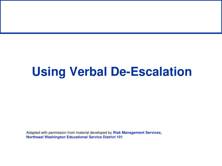 what is verbal de escalation