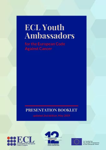 ECL Youth  Ambassadors  for the European Code  Against Cancer  PRESENTATION BOOKLET  updated 2nd