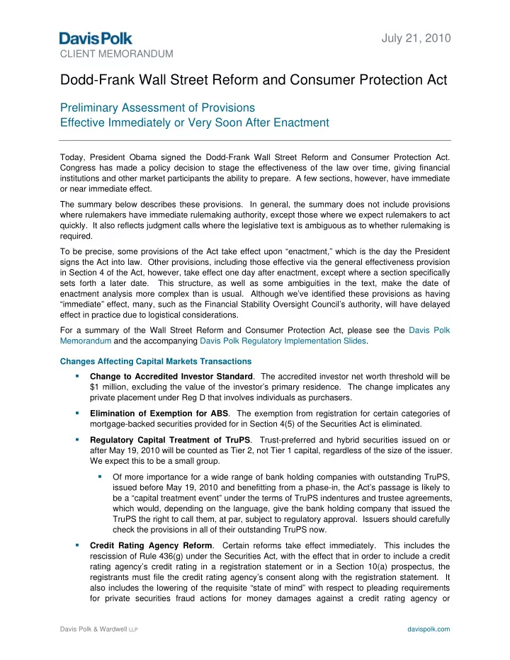 dodd frank wall street reform and consumer protection act