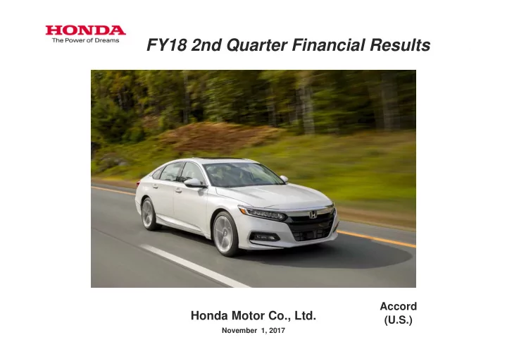 fy18 2nd quarter financial results