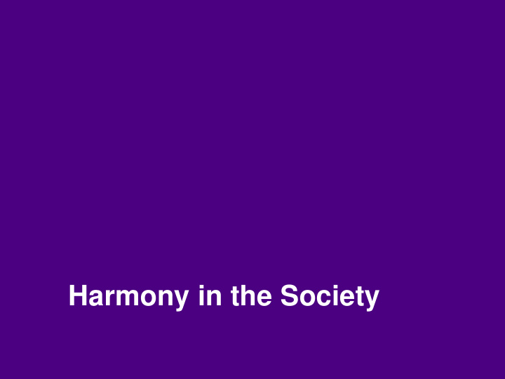 harmony in the society