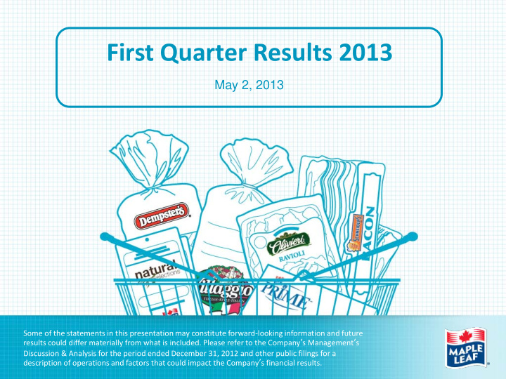 first quarter results 2013