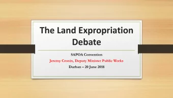 Debate  SAPOA Convention  Jeremy Cronin, Deputy Minister Public Works Durban  20 June 2018