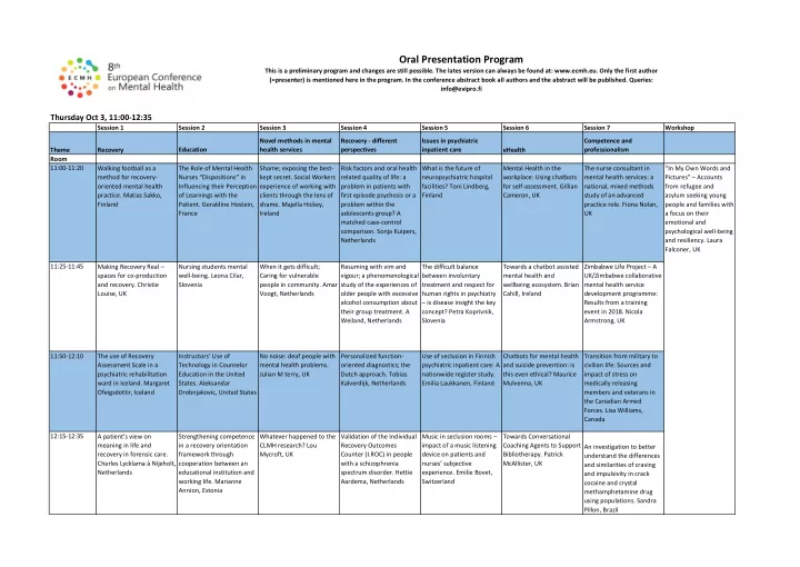 oral presentation program