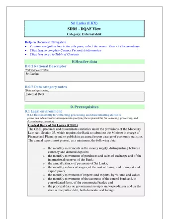 Sri Lanka (LKX)  SDDS - DQAF View  Category: External debt  SDDSKey Help on Document Navigation: