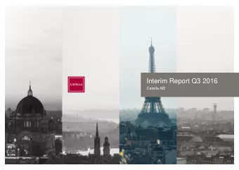 Interim Report Q3 2016  Catella AB  Sales and results of operations Group  Progress in the quarter