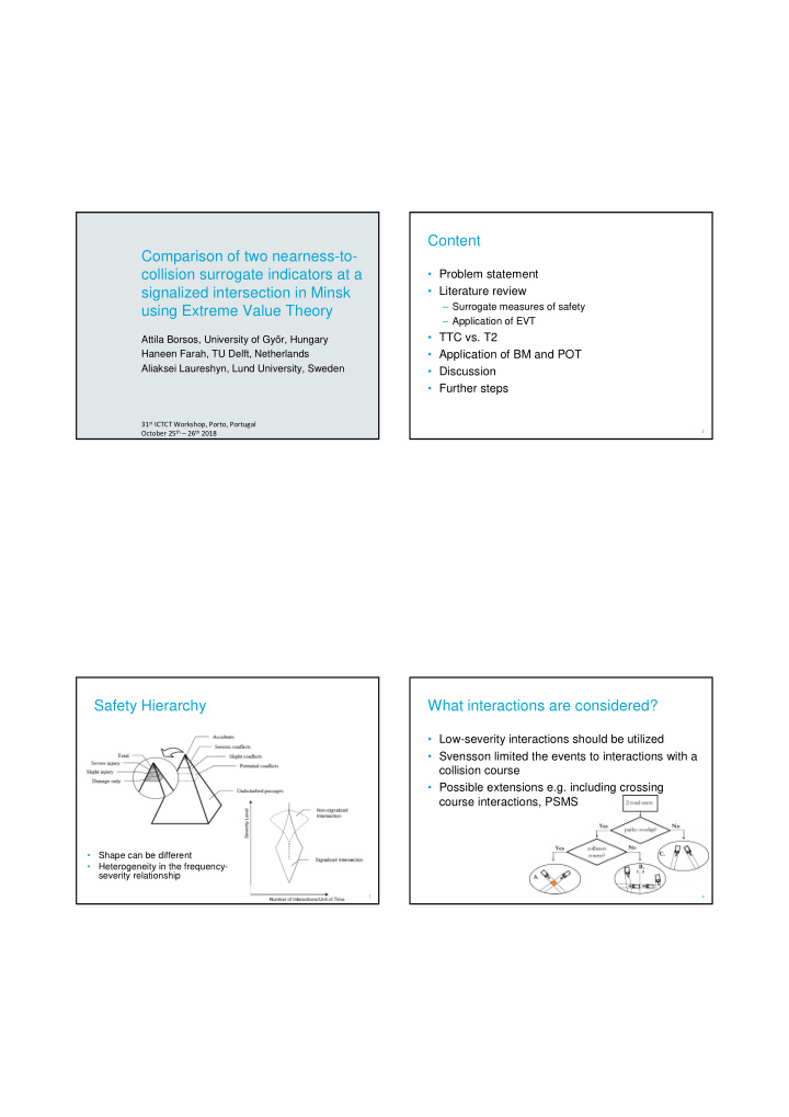 content comparison of two nearness to collision surrogate