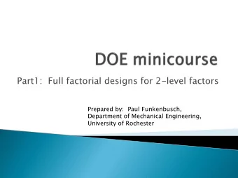Part1:  Full factorial designs for 2-level factors  Prepared by:  Paul Funkenbusch,  Department of