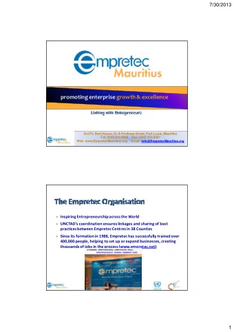 promoting enterprise growth &amp; excellence  2nd Fl; Devi House, Dr A Perdreau Street, Port Louis,