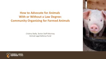 How to Advocate for Animals  With or Without a Law Degree:  Community Organizing for Farmed Animals