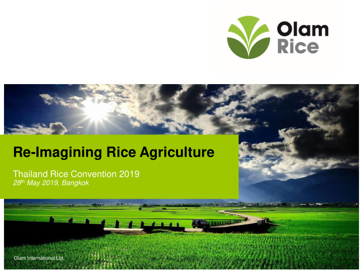 re imagining rice agriculture