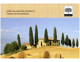 ASSET ALLOCATION STRATEGY:  Flexible and Unconstrained  Investment objectives    The strategy