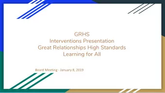 Learning for All  Board Meeting - January 8, 2019  Why Friday Afternoon Interventions?    In