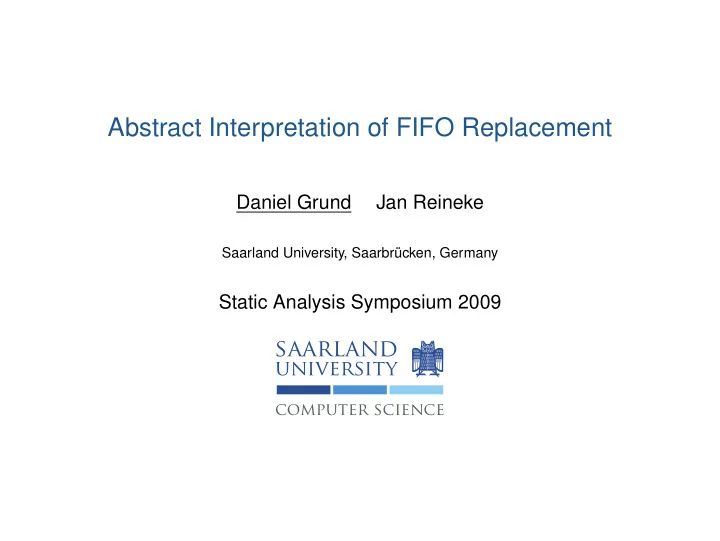 abstract interpretation of fifo replacement