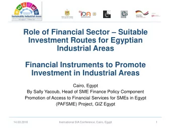 Role of Financial Sector  Suitable  Investment Routes for Egyptian  Industrial Areas  Financial