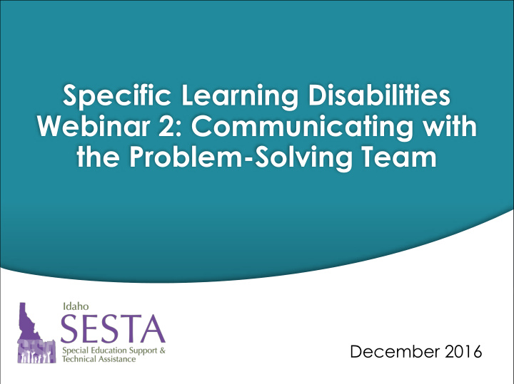 specific learning disabilities webinar 2 communicating