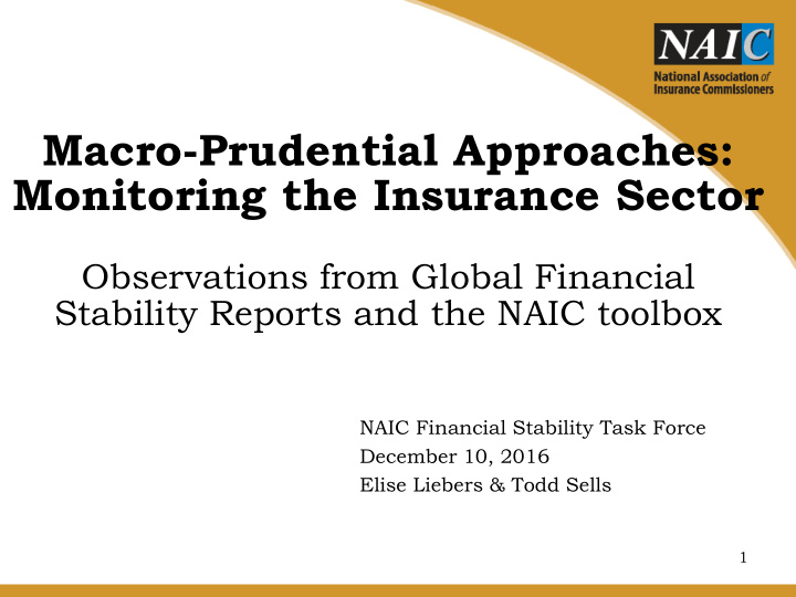 macro prudential approaches monitoring the insurance