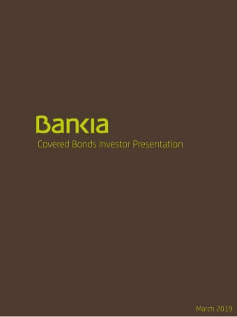 Covered Bonds Investor Presentation  March 2019  1  Index  01  EXECUTIVE SUMMARY Bankia Results