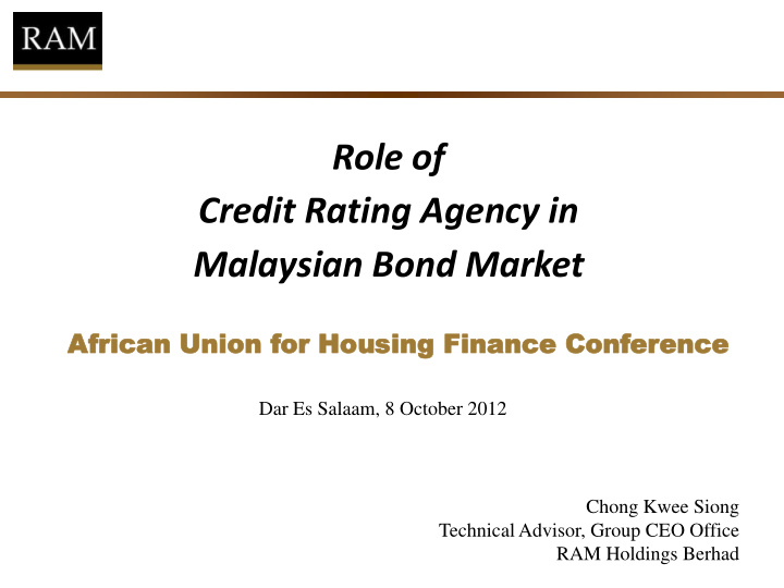role of credit rating agency in malaysian bond market