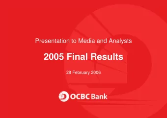 2005 Final Results  28 February 2006  Agenda    Results Overview    Performance Trends
