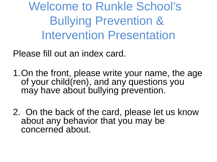 welcome to runkle school s bullying prevention amp