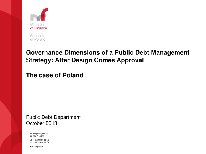 governance dimensions of a public debt management