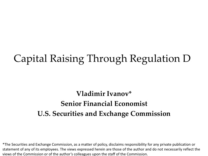 capital raising through regulation d